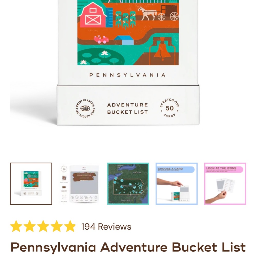 Pennsylvania Adventure Bucket List Card Set